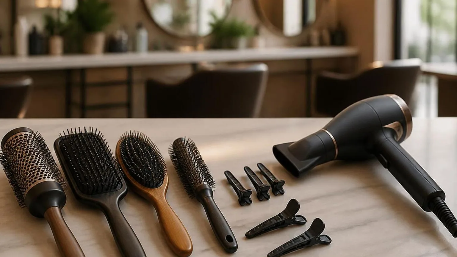 Step-by-step sectioning at the nape, close-up, as it happens at the chair