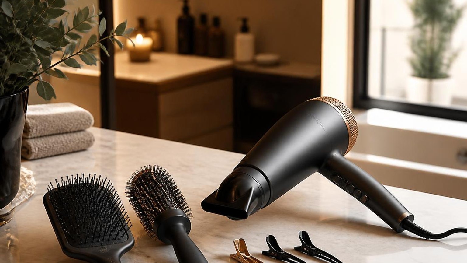 Blow drying curly hair straight without wrecking it — shown step by step in this guide
