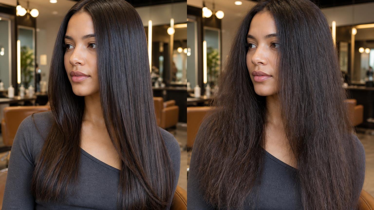 Blow drying curly hair straight without wrecking it — shown step by step in this guide