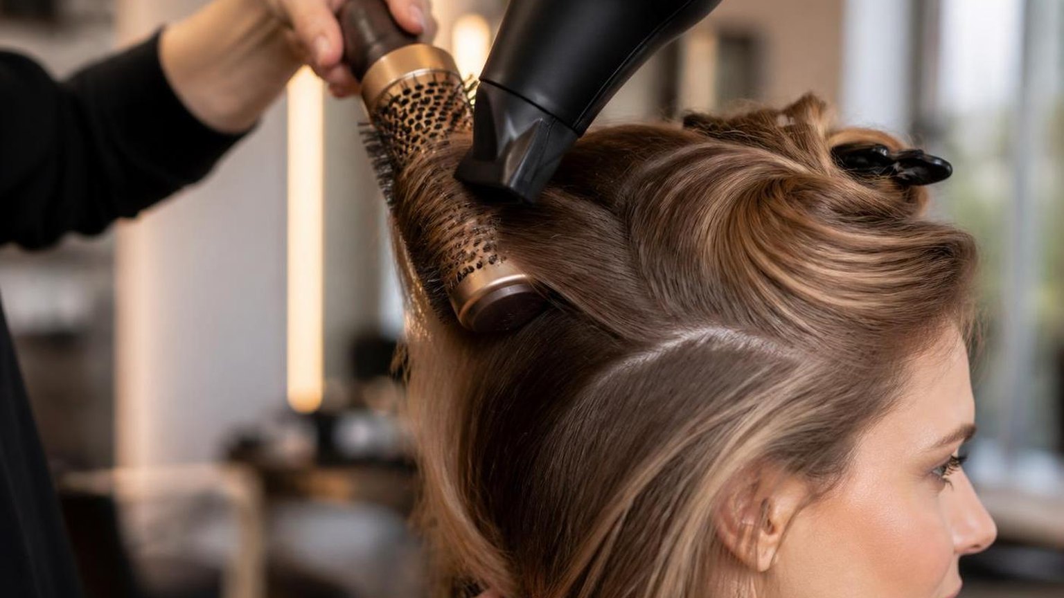 Blow drying fine hair for volume that holds — shown step by step in this guide