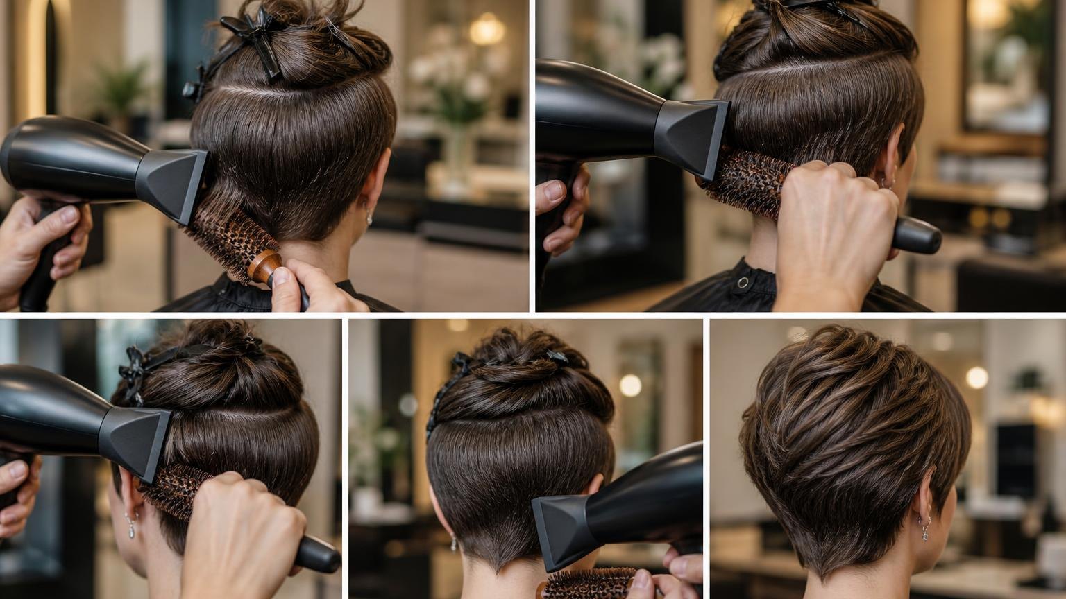 Blow drying short hair without losing the shape — shown step by step in this guide