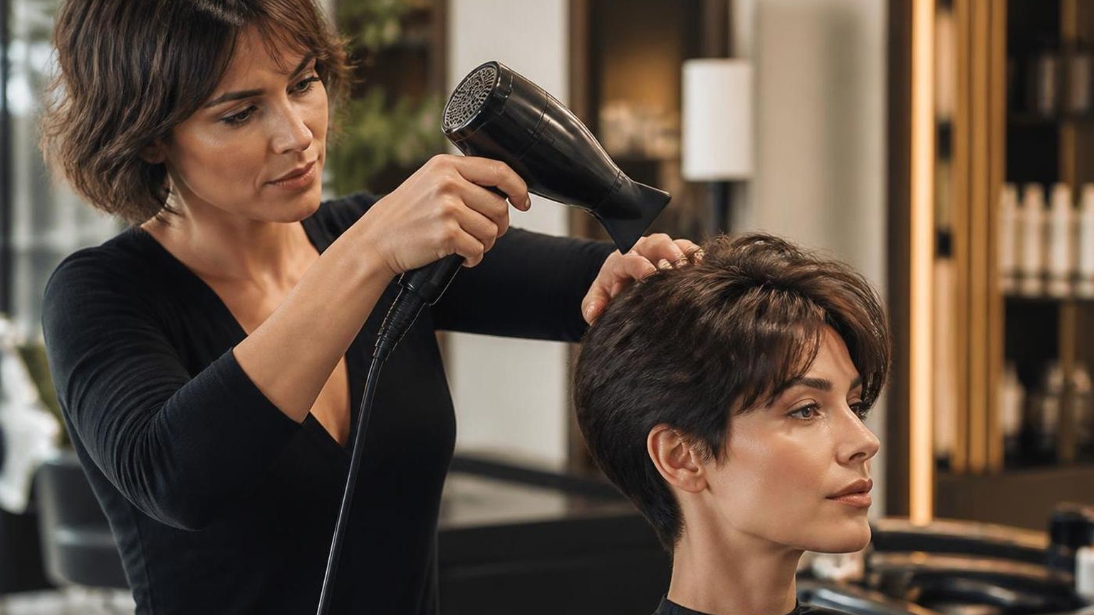 Blow drying short hair without losing the shape