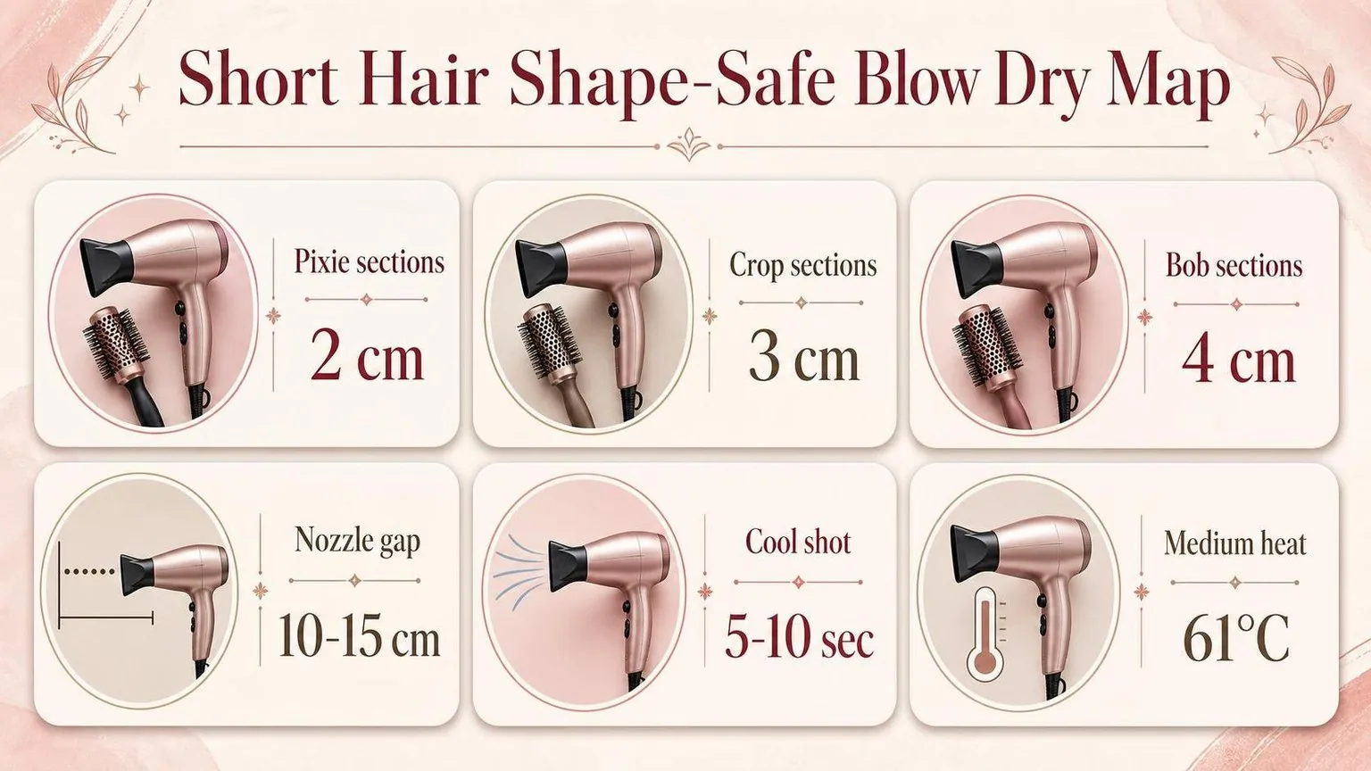 How to blow dry short hair — a quick reference chart