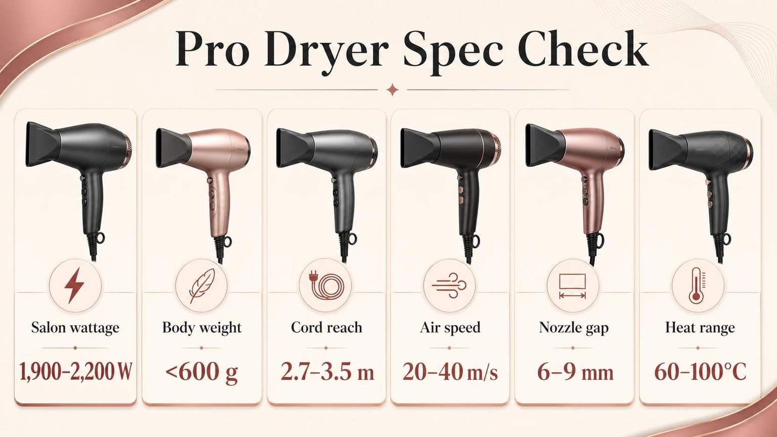 Pro Dryer Spec Check — the key figures from this guide at a glance