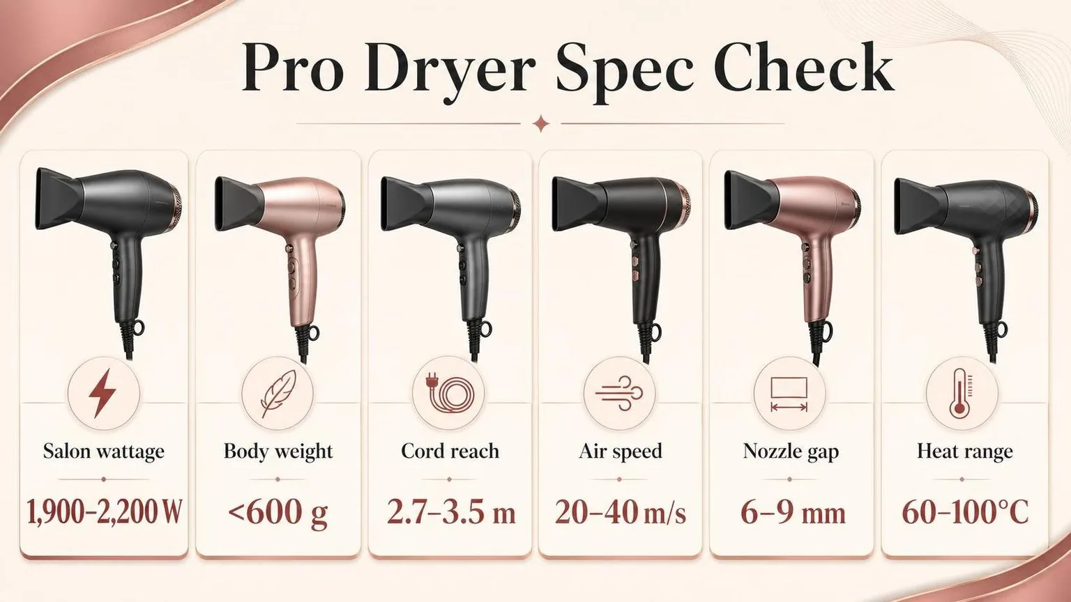 How to choose a professional hair dryer — the figures side by side