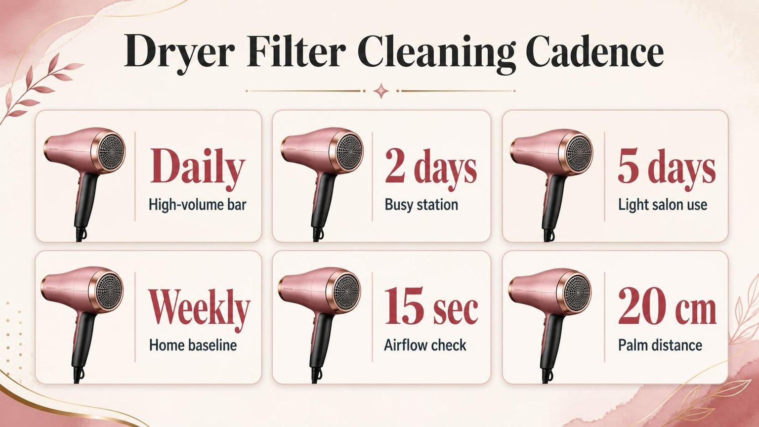 Dryer Filter Cleaning Cadence — the key figures from this guide at a glance