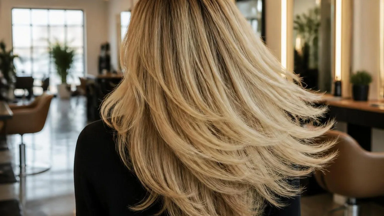 Close-up of hair texture and shine under soft daylight, as it happens at the chair