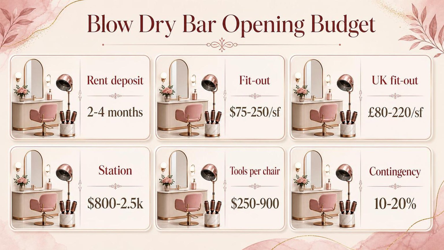 Blow Dry Bar Opening Budget — the key figures from this guide at a glance