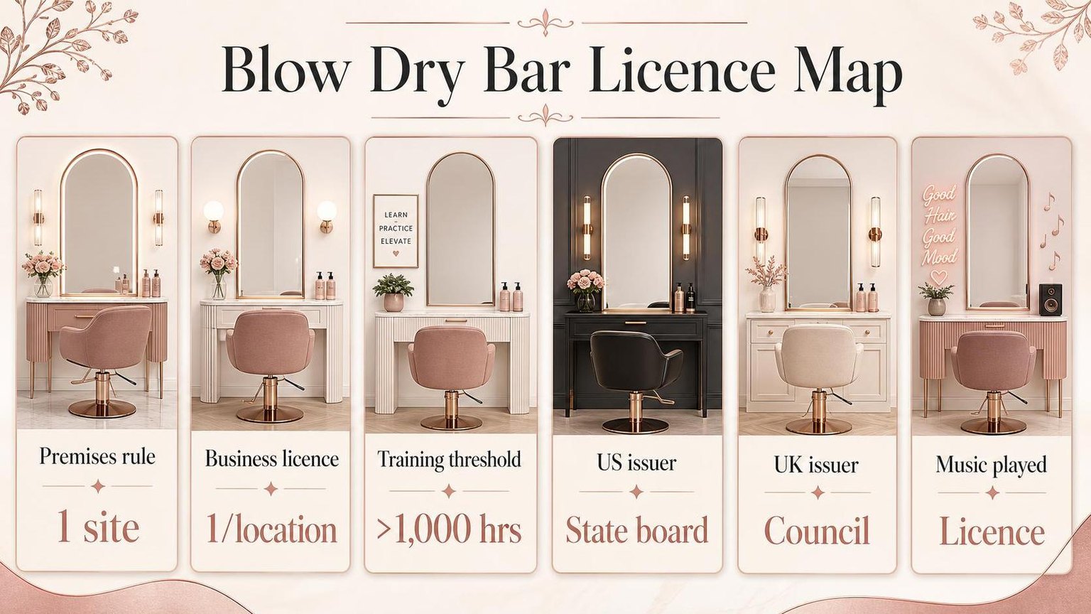 Blow Dry Bar Licence Map — the key figures from this guide at a glance