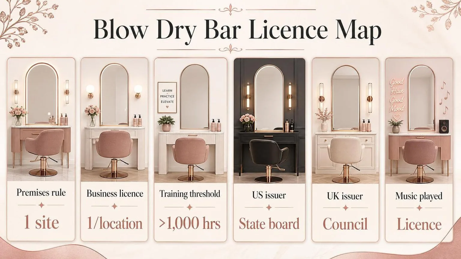 License to open a blow dry bar — a quick reference chart