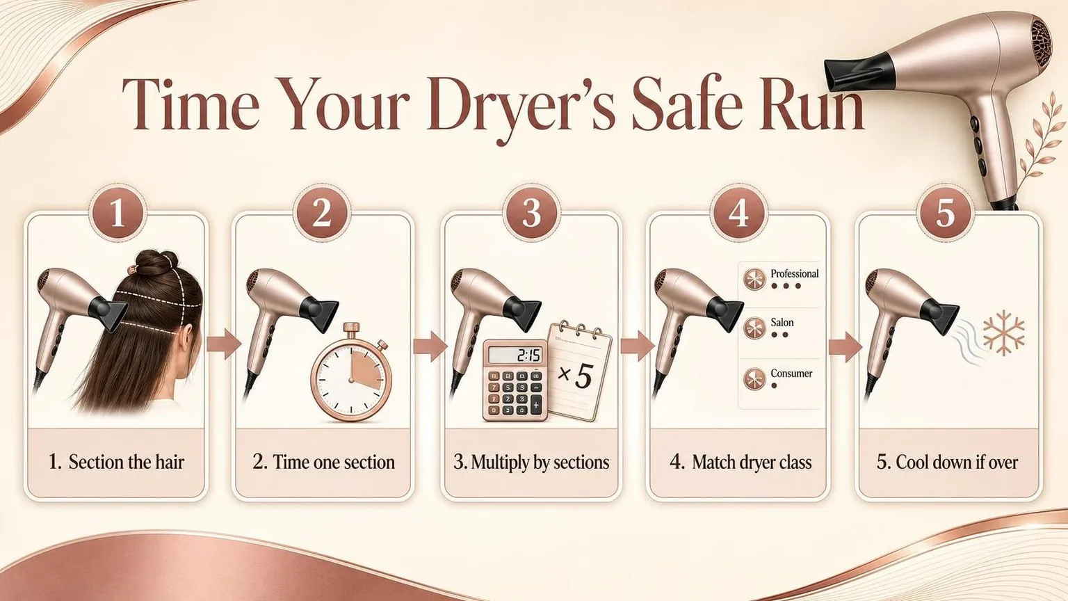 Time Your Dryer’s Safe Run — the key figures from this guide at a glance