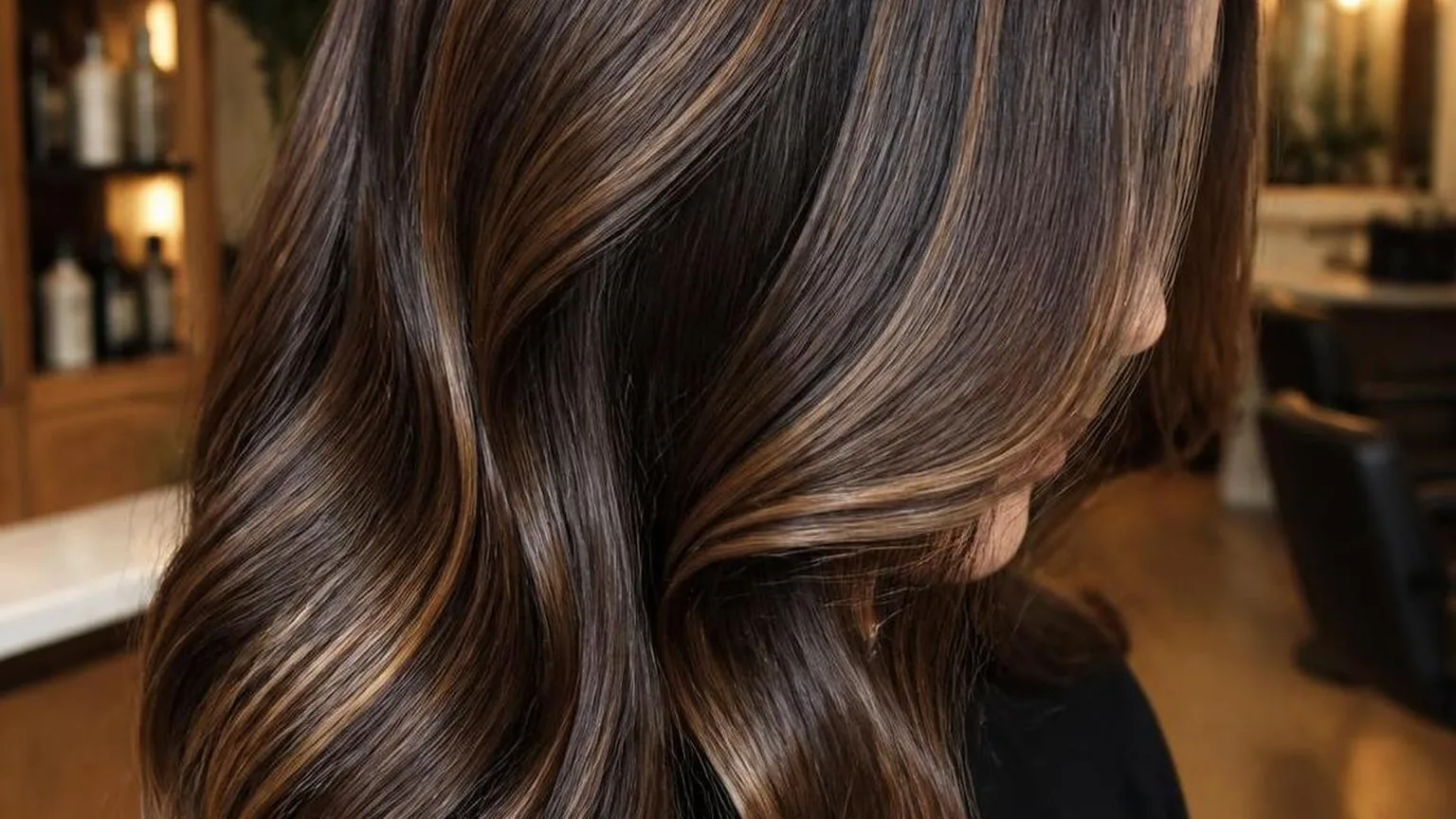 Close-up of hair texture and shine under soft daylight, during a real blow dry