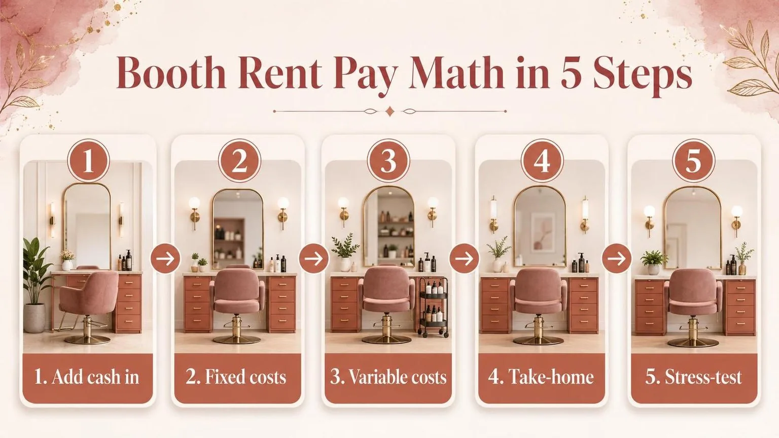 Booth Rent Pay Math in 5 Steps — the key figures from this guide at a glance