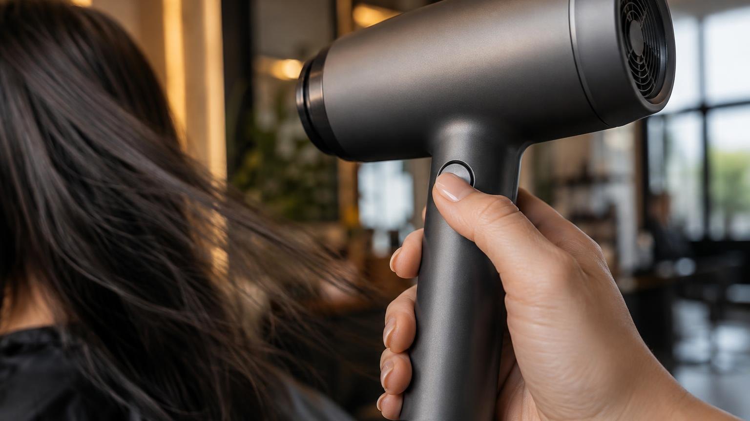 Step-by-step sectioning at the nape, close-up, in everyday salon practice
