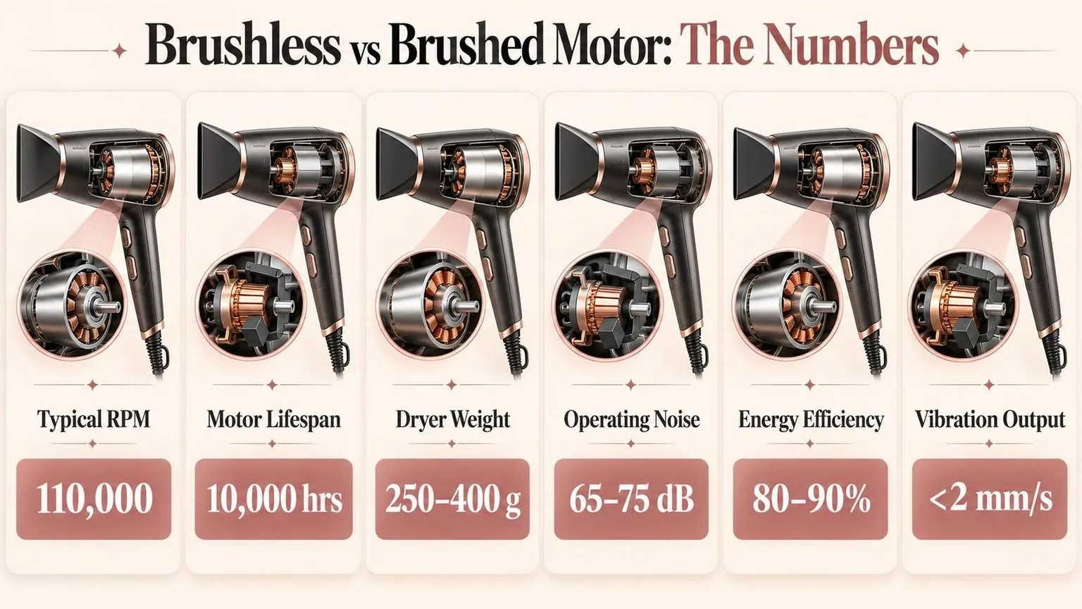Brushless vs Brushed Motor: The Numbers — the key figures from this guide at a glance