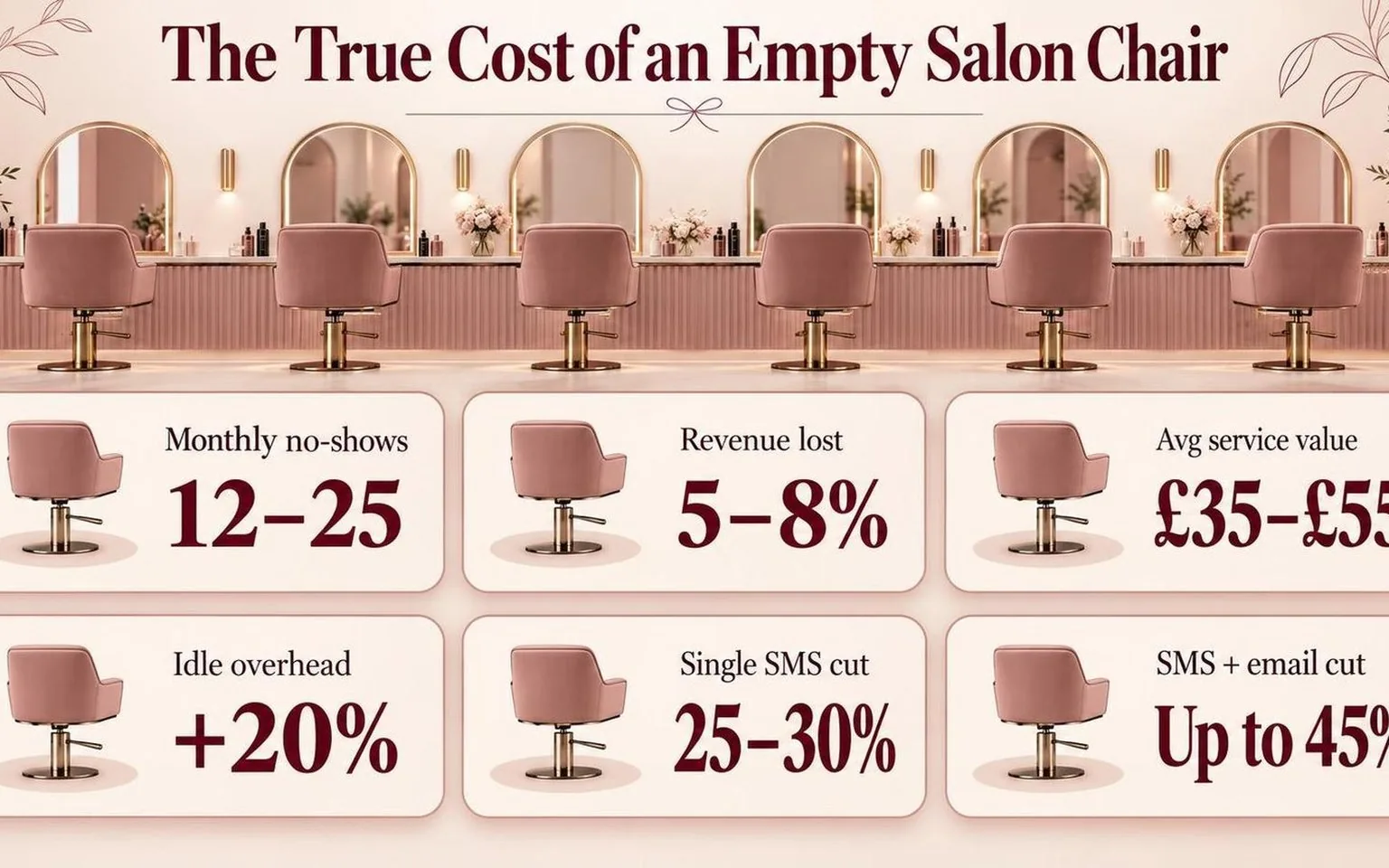 The True Cost of an Empty Salon Chair — the key figures from this guide at a glance