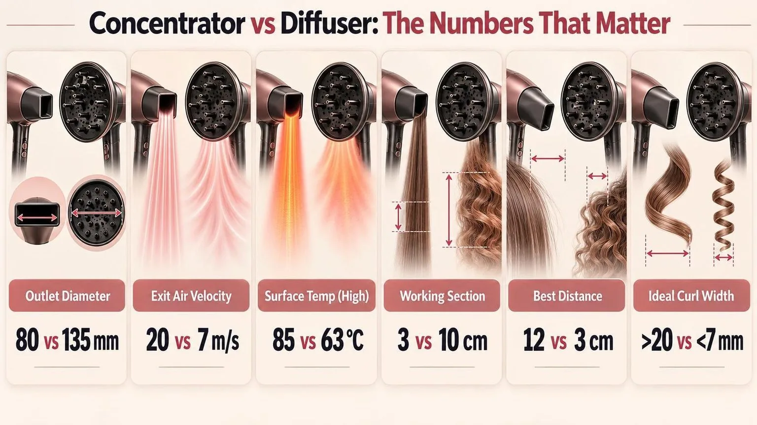 Concentrator vs Diffuser: The Numbers That Matter — the key figures from this guide at a glance
