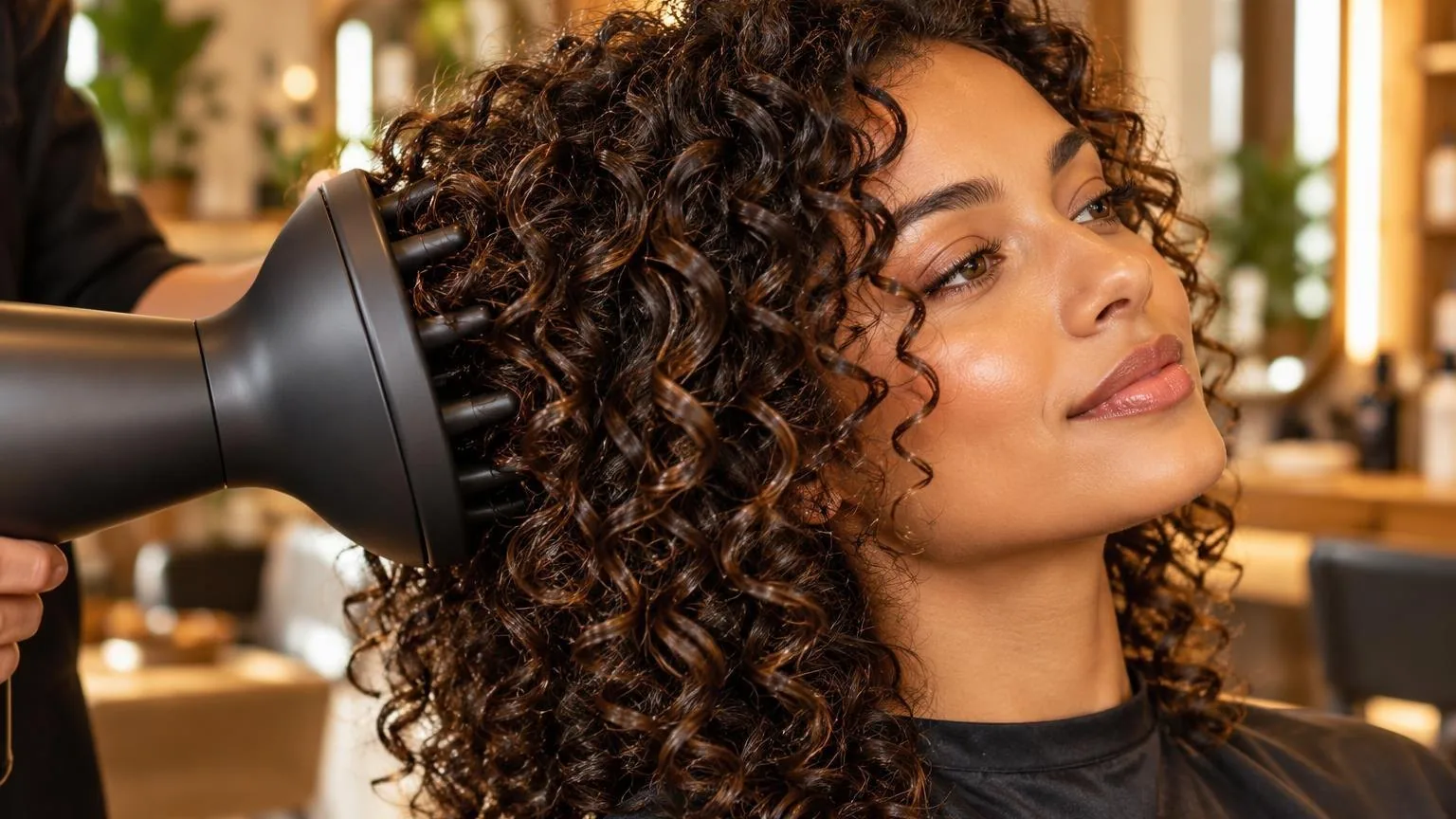 Close-up of hair texture and shine under soft daylight, in natural daylight