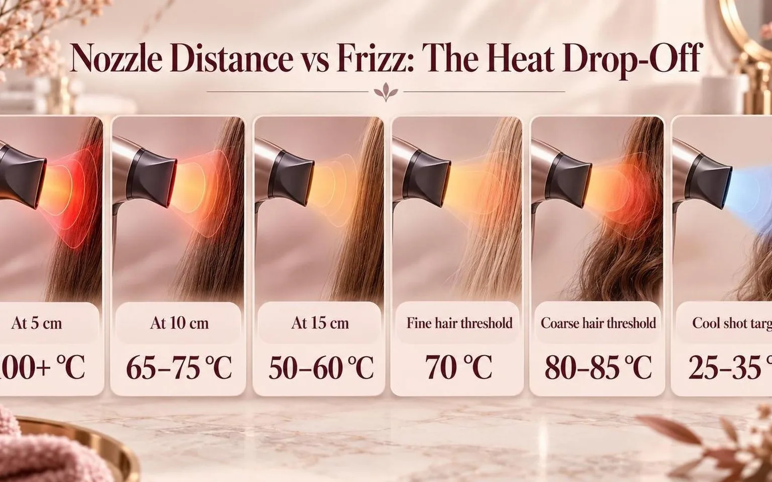 Nozzle Distance vs Frizz: The Heat Drop-Off — the key figures from this guide at a glance